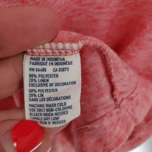 American Eagle Womens Linen Blend Scoop Neck T-Shirt Size XS Pink 3/4 Sleeve - Picture 6 of 8